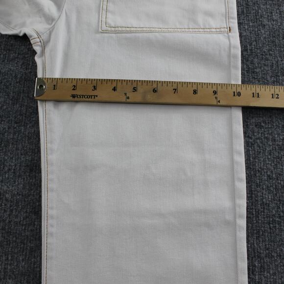 Ba&sh Jeans Womens 1 Small Straight High Rise Raw Hem White Denim Chic Casual - Picture 13 of 16